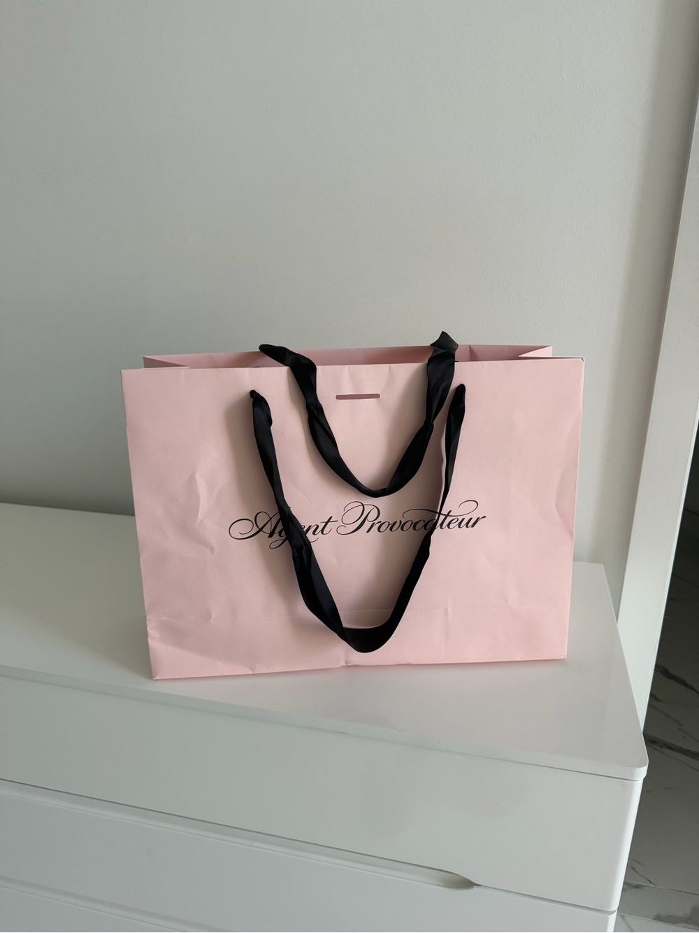Agent Provocateur Pink Tote with Black Ribbon Handles